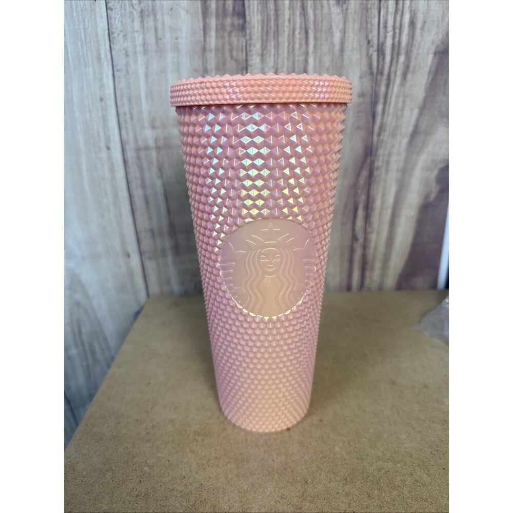 Starbucks 24 oz Pastel Peach bling studded Venti cold cup 2021 summer Tumbler
